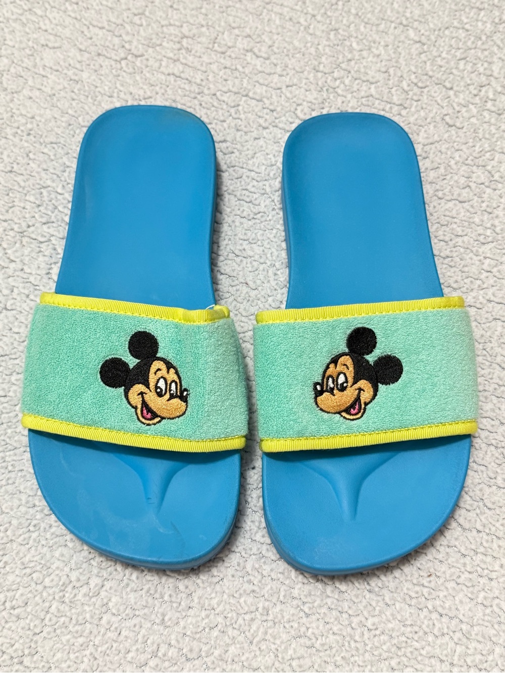 Disney Mickey Mouse Slide Sandals Blue Green Size 7